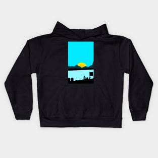 sunset near mountains and rivers Kids Hoodie